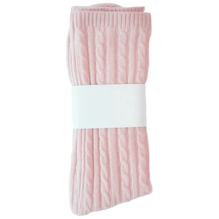 Pure Cashmere Cable Knit Bed Socks